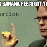 question asker | SMOKING BANANA PEELS GET YOU HIGH? | image tagged in question asker | made w/ Imgflip meme maker