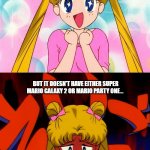 Usagi excited for Mario 3d | OH, MY GOD! SUPER MARIO 3D ALL STARS IS COMING OUT!!! BUT IT DOESN'T HAVE EITHER SUPER MARIO GALAXY 2 OR MARIO PARTY ONE... | image tagged in usagi excited but on the downside | made w/ Imgflip meme maker