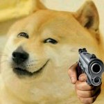 gun with smile doge meme