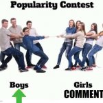 Popularity contest boys vs. girls ImgFlip edition