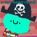 a cursed russell image | a very happy russell | image tagged in htf,cursed image,otter | made w/ Imgflip meme maker