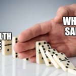 Hand Stopping Dominoes | WHITE SAND; PHILHEALTH ISSUE | image tagged in hand stopping dominoes | made w/ Imgflip meme maker