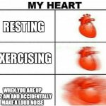 MY HEART | WHEN YOU ARE UP AT 2 AM AND ACCIDENTALLY MAKE A LOUD NOISE | image tagged in my heart | made w/ Imgflip meme maker
