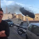 Severe car crash photobombing Ryan Reynolds meme