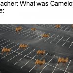 Camelot was obviously a parking lot for camels. | Teacher: What was Camelot?
Me: | image tagged in empty parking lot,camels,memes | made w/ Imgflip meme maker