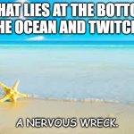 Bad Dad Joke of the day Sept 23 2020 | WHAT LIES AT THE BOTTOM OF THE OCEAN AND TWITCHES? A NERVOUS WRECK. | image tagged in ocean | made w/ Imgflip meme maker