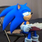 Sonic with book (Tom with newspaper parody) meme