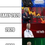 2018-2021 by Stonksboi | 2018; EARLY 2020; 2020; 2021 | image tagged in stonk and helth | made w/ Imgflip meme maker