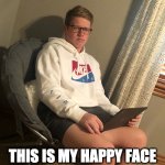 Excitement | THIS IS MY HAPPY FACE | image tagged in excitement | made w/ Imgflip meme maker