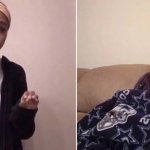 Woman explains to woman on couch meme