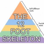 Simple Needs | THE 
12 
FOOT 
SKELETON | image tagged in maslow's hierarchy of needs,skeleton | made w/ Imgflip meme maker