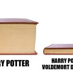 thick book thin book | HARRY POTTER IF VOLDEMORT DIDN'T EXIST; HARRY POTTER | image tagged in thick book thin book,harry potter | made w/ Imgflip meme maker