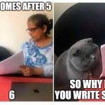 Youtube things | WHAT COMES AFTER 5; 6; SO WHY DID YOU WRITE SKIP AD | image tagged in what comes after | made w/ Imgflip meme maker