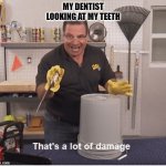 thats a lot of damage | MY DENTIST LOOKING AT MY TEETH | image tagged in thats a lot of damage | made w/ Imgflip meme maker