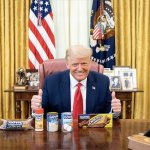 Trump with Goya beans