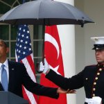 obama umbrella marine