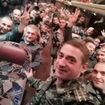 Armenian soldiers on bus