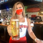 Hooters girl masked