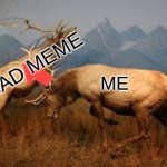 fighting moose | A BAD MEME; ME | image tagged in fighting moose,downvote | made w/ Imgflip meme maker