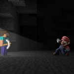 Mario in minecraft cave meme