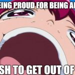 Americans in 2020 | AFTER BEING PROUD FOR BEING AMERICAN; I'D WISH TO GET OUT OF HERE! | image tagged in streched head meme,smile precure,precure,memes,2020,america | made w/ Imgflip meme maker