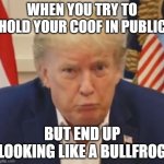 Commander of Coof | WHEN YOU TRY TO HOLD YOUR COOF IN PUBLIC; BUT END UP LOOKING LIKE A BULLFROG | image tagged in bunker boy coof | made w/ Imgflip meme maker