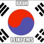 im a not kpop stan im a boy | BRUH; L LIKE THIS | image tagged in south korean flag | made w/ Imgflip meme maker