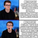 STEVE IN SMASH!!!!!! | MICROSOFT PLANS ON BUYING TIKTOK TO STOP IT FROM GETTING BANNED IN THE UNITED STATES; MICROSOFT HELPS MASAHIRO SAKURAI PUT STEVE FROM MINECRAFT AND BANJO AND KAZOOIE INTO SMASH | image tagged in scott the woz no yes | made w/ Imgflip meme maker