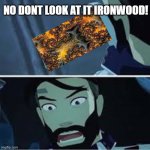 only scp fans will understand it | NO DONT LOOK AT IT IRONWOOD! | image tagged in scared ironwood | made w/ Imgflip meme maker