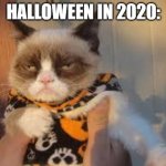 spooktober meme | HALLOWEEN IN 2020: | image tagged in memes,grumpy cat halloween,grumpy cat | made w/ Imgflip meme maker