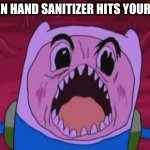 Finn The Human Meme | WHEN HAND SANITIZER HITS YOUR CUT | image tagged in memes,finn the human | made w/ Imgflip meme maker