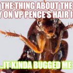 Pence Fly | THE THING ABOUT THE FLY ON VP PENCE'S HAIR IS... ..IT KINDA BUGGED ME | image tagged in insector | made w/ Imgflip meme maker