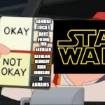 racist peter griffin family guy | GEORGE LUCAS; DAVE FILONI; JON FAVREAU; KATHLEEN KENNEDY; RIAN JOHNSON; JJ ABRAMS | image tagged in racist peter griffin family guy | made w/ Imgflip meme maker