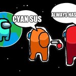 Among Us Is Like This So Much | ALWAYS HAS BEEN; CYAN SUS | image tagged in among us | made w/ Imgflip meme maker