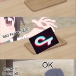 the imgflip community be like | IMGFLIP USERS; IMG FLIP USERS; OK; throw it in the pit; IMGFLIP USERS | image tagged in yuu buys a cookie,tik tok,imgflip,imgflip users | made w/ Imgflip meme maker