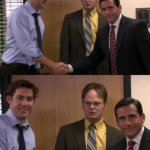 Jim and Michael handshake