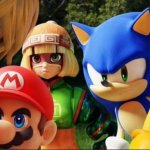 Shulk, Mario, Min Min, Sonic, and Pac-Man