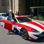 Boris Johnson Union Jack Aston Martin Car