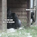 “oN yEr LeFt” | WANDAVISION; FALCON AND WINTER SOLDIER | image tagged in sneaky gorilla kid | made w/ Imgflip meme maker