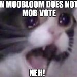idk | WHEN MOOBLOOM DOES NOT WIN
MOB VOTE; NEH! | image tagged in surprised cat | made w/ Imgflip meme maker