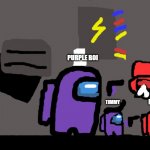 Among us drawing | PURPLE BOI; MAX; TIMMY | image tagged in among us,drawing,memes,child abuse | made w/ Imgflip meme maker