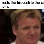 Gordon Ramsay | me: feeds the broccoli to the cats
my mom: | image tagged in gordon ramsay | made w/ Imgflip meme maker