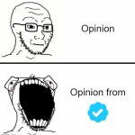 Twitter in a nutshell | Opinion; Opinion from | image tagged in soyboy reaction | made w/ Imgflip meme maker