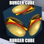 Burger Cube | BURGER CUBE; BURGER CUBE | image tagged in burger cube,burger,cube,spongebob | made w/ Imgflip meme maker