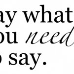 Say what you need to say