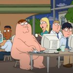 Peter Griffin naked at internet cafe meme