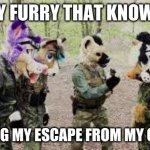 Again true... You guys are all great frens... I wish you all were my brothers and sisters... | EVERY FURRY THAT KNOWS ME; PLANNING MY ESCAPE FROM MY CAPTURE | image tagged in furries on the attac 2 | made w/ Imgflip meme maker