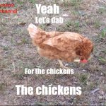 Yeah the chickens let’s dab for the chickens