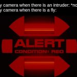 Red alert | Security camera when there is an intruder: *nothing*
Security camera when there is a fly: | image tagged in red alert,memes,funny | made w/ Imgflip meme maker