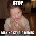 Stupid memes | STOP; MAKING STUPID MEMES | image tagged in stupid memes,irony | made w/ Imgflip meme maker